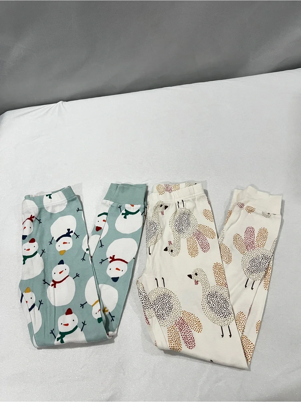 Carter's  Lot of Two Set Kids Pajama Size 7 Turkey And Snow Man Print Cotton
